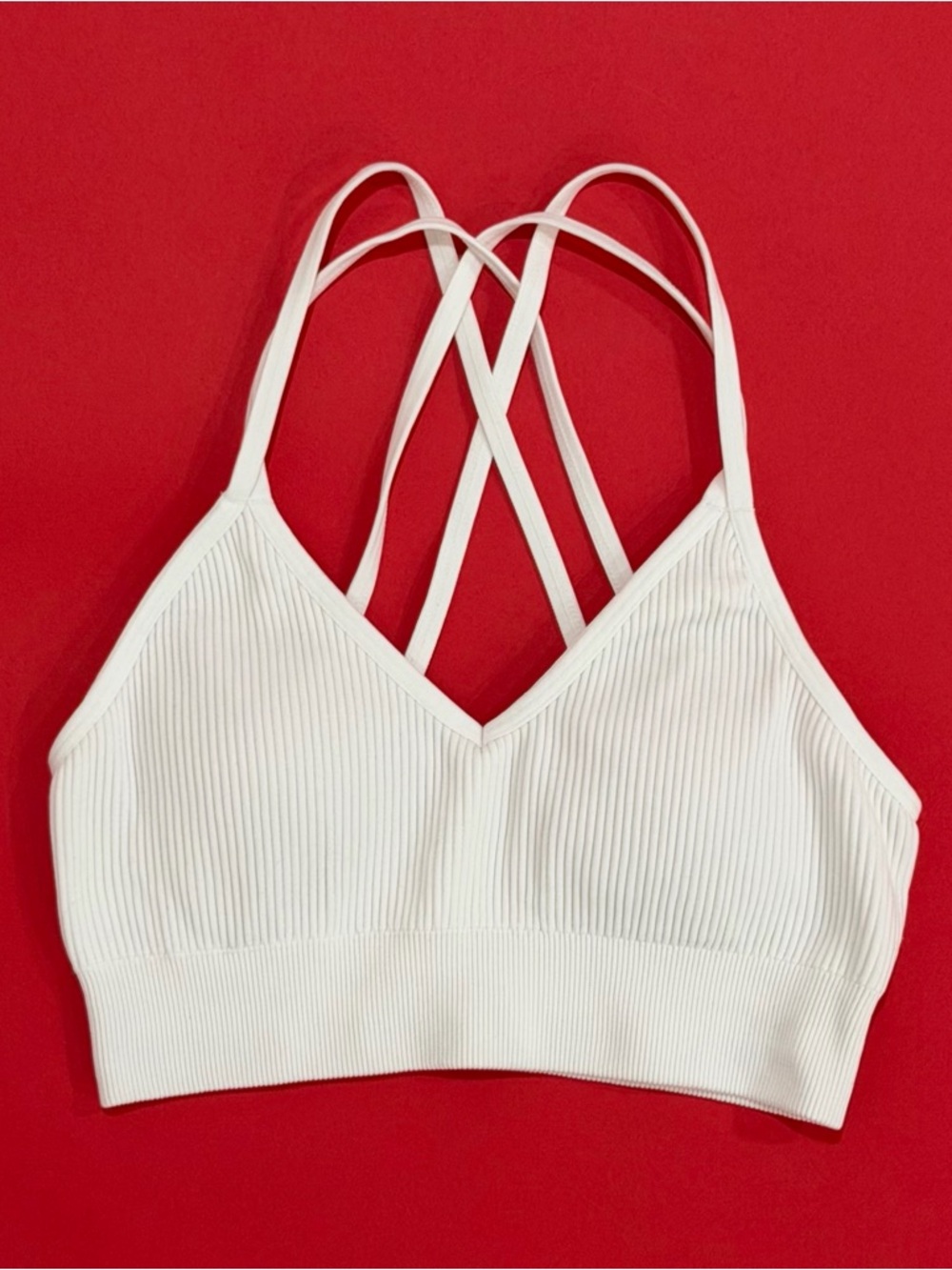 Aerie White Ribbed Strappy Bralette - Women Intimates
